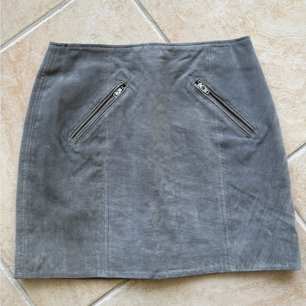 Blank NYC Charcoal Mini Skirt with Zipper Accents